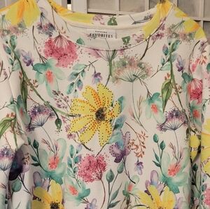 Floral beaded lightweight sweatshirt or top, size M